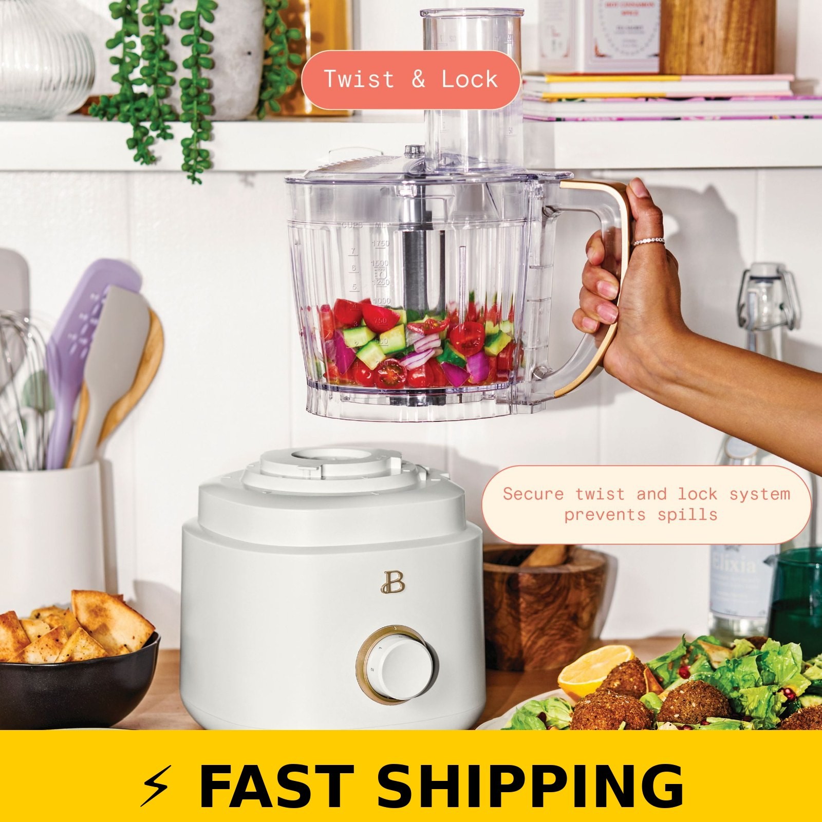 Beautiful Food Processor 10-Cup White Icing by Drew Barrymore