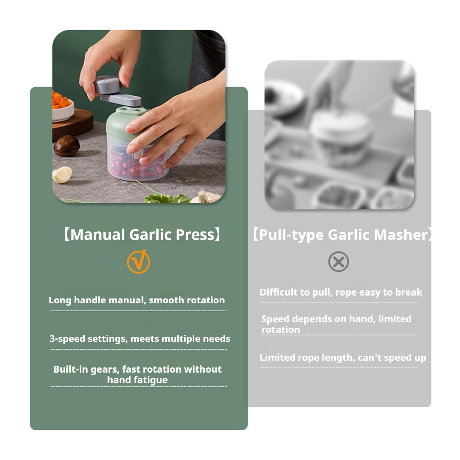 3-Speed Manual Food Chopper-Hand Crank Vegetable Chopper & Garlic Mincer for …