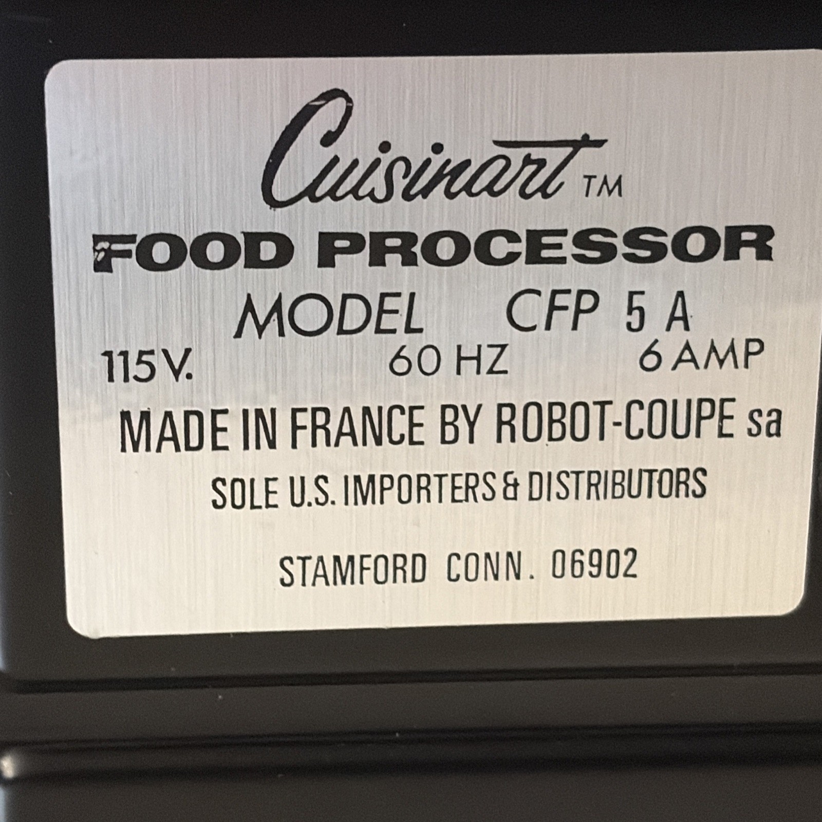 Cuisinart Food Processor Base CFP 5A Made In – France Robot-Coupe D8 VTG Tested