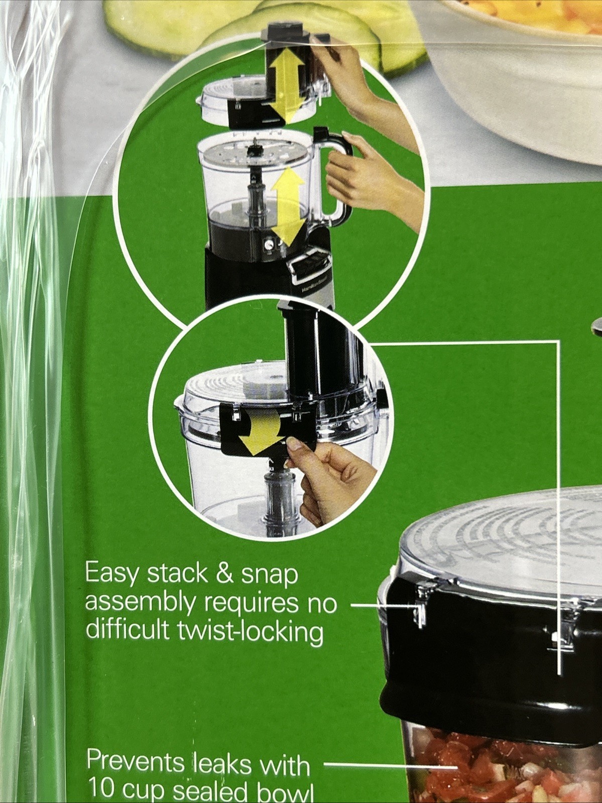 Hamilton Beach 70723G Black & Stainless 10 Cup Stack & Snap Big Mouth Food Proce