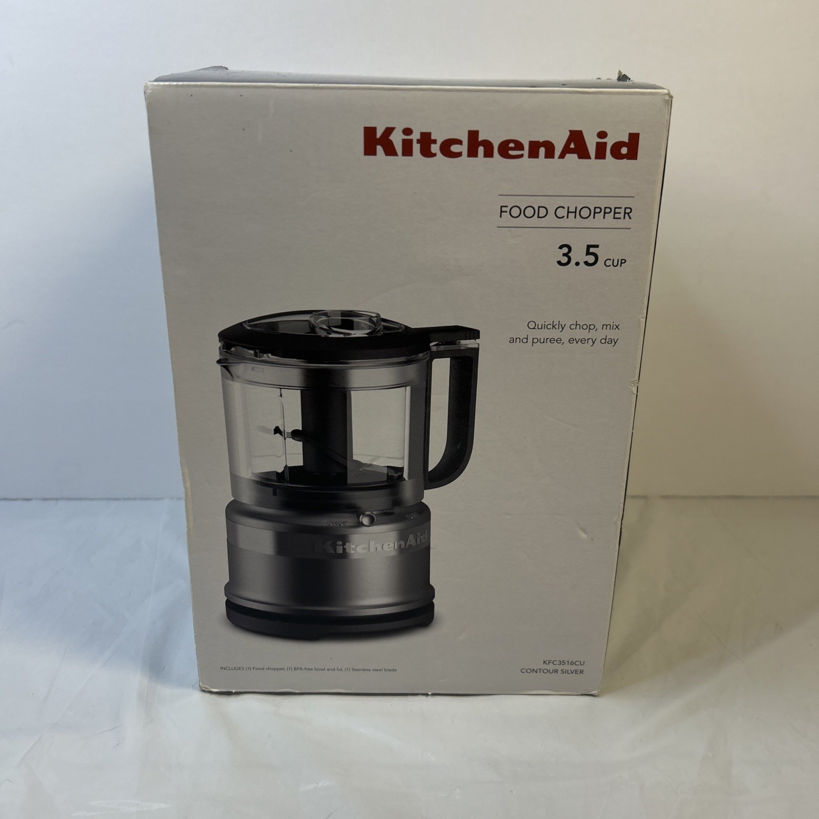 KitchenAid KFC3516CU Mini Food Processor 3.5 Cup Silver Open Box