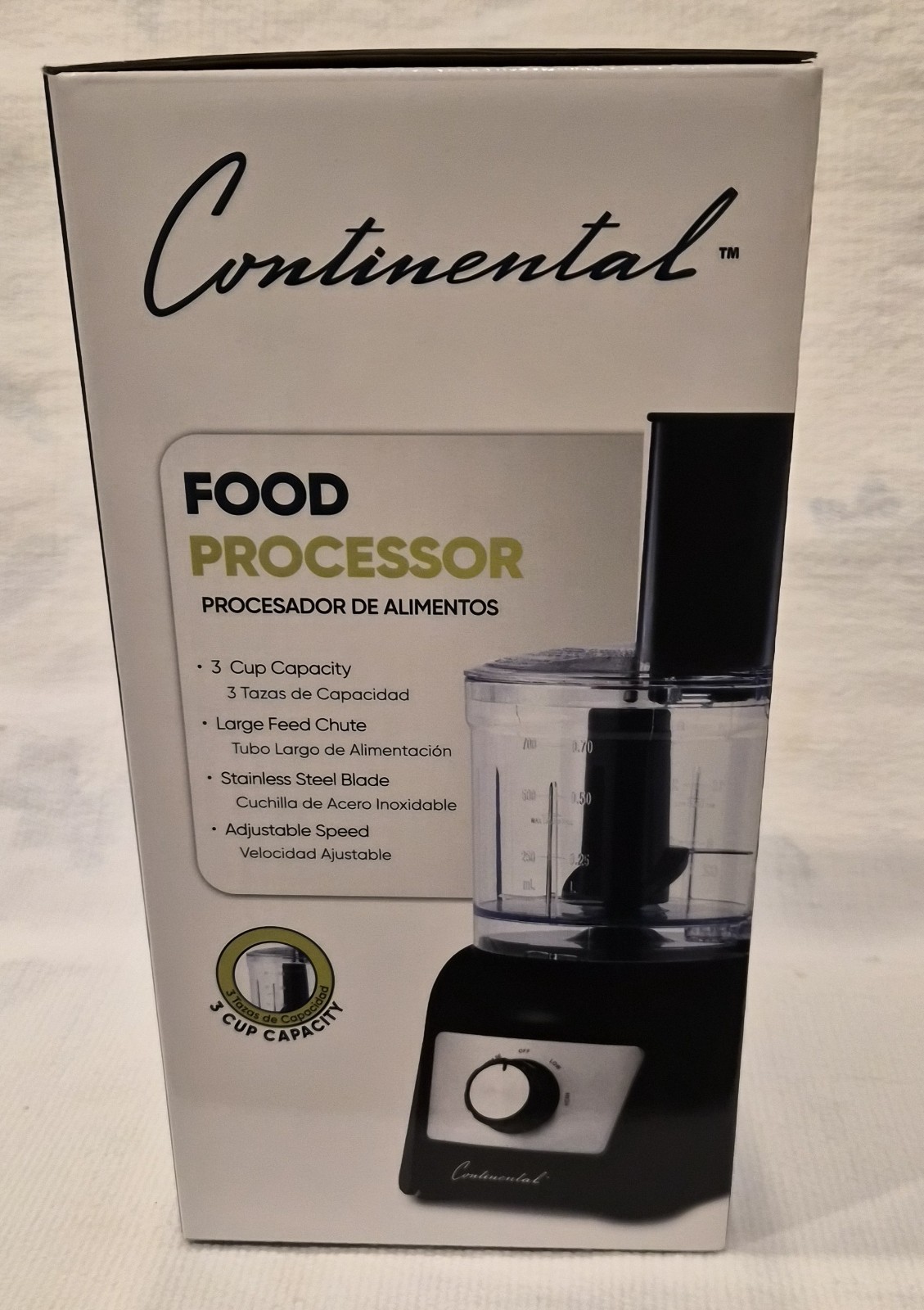 [NEW] Continental Food Processor, 3-Cup Capacity, Stainless Steel Blades
