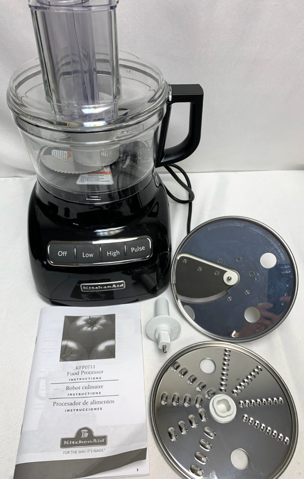 KitchenAid KFP0711 Food Processor Onyx Black Accessories + Instructions 7 Cup
