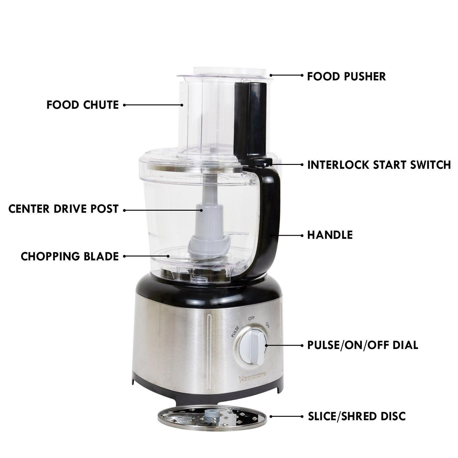 Kenmore 11-Cup Food Processor And Vegetable Chopper, Black And Silver
