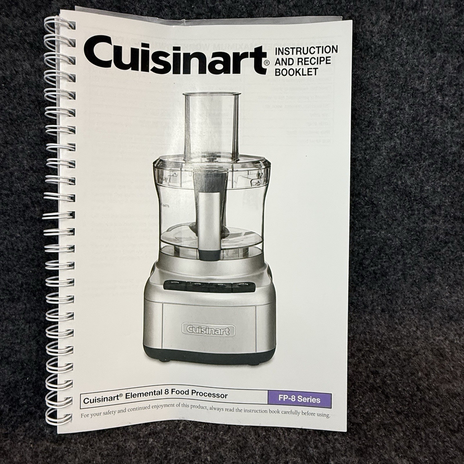 Cuisinart Food Processor FP-8 Manual Instruction and Recipe Booklet Elemental 8