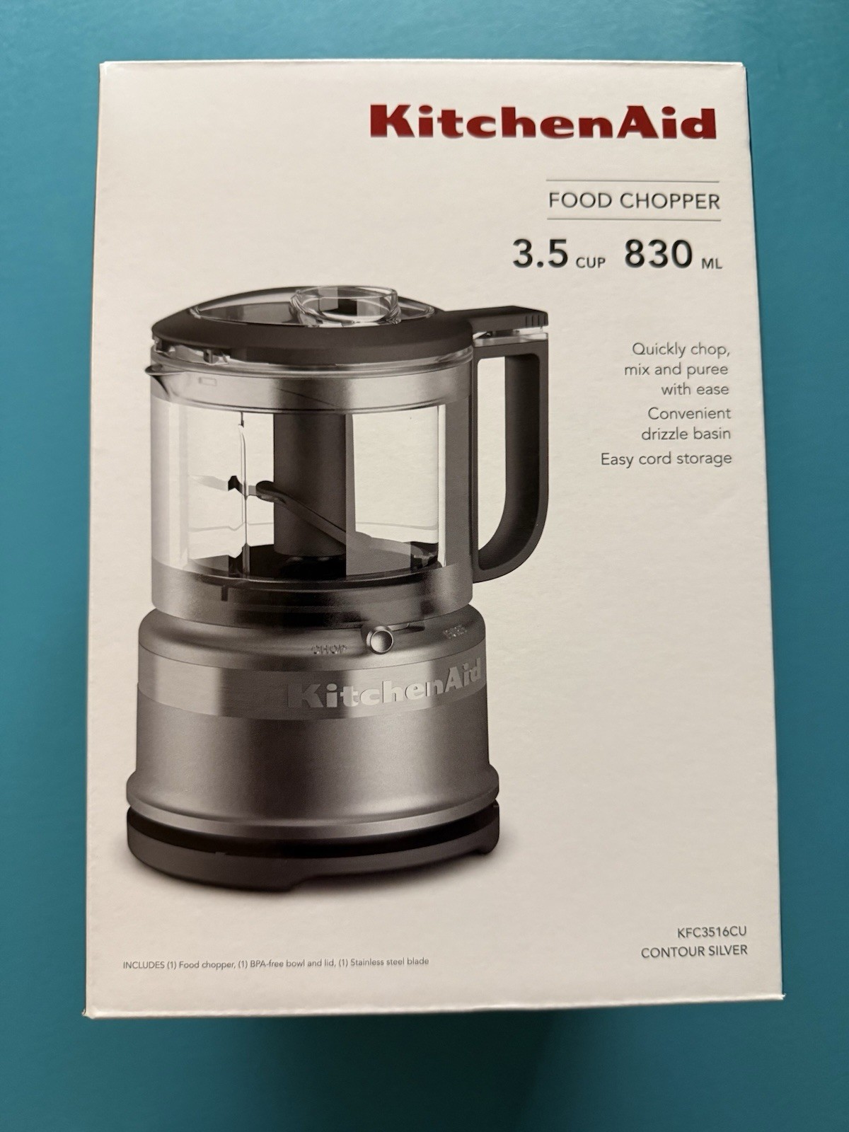 KitchenAid 3.5 Cup Food Chopper Contour Silver – KFC3516CU – Chop – Mix – Purée