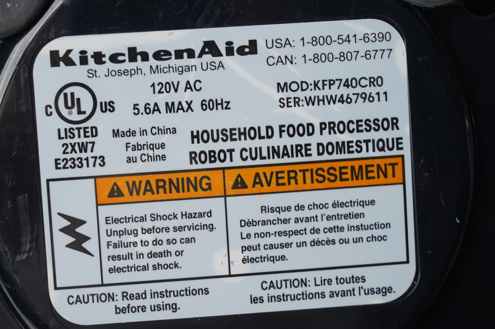 KitchenAid 9-Cup Food Processor KFP740CR0 Chrome with Blades & Discs