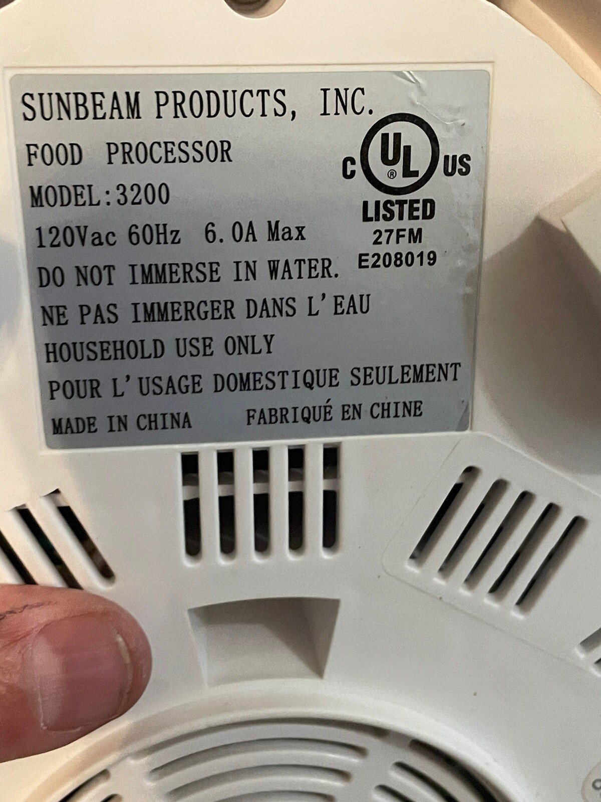 Oster Food Processor Model:3200 Motor Base Replacement Part Working