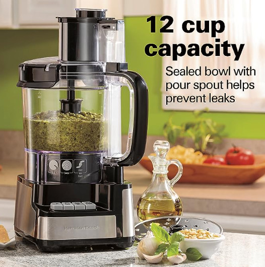 12 Cup Stack and Snap Food Processor Vegetable Chopper Grater Kitchen Cooking