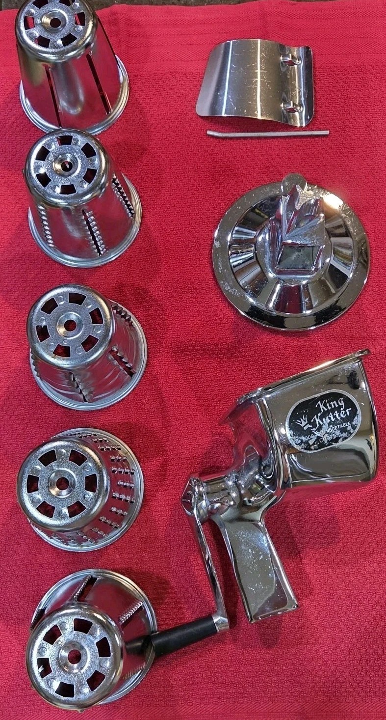 King Kutter Vtg 1950s 1960s Food Vegetable Cutter Complete Set w/ Cones & Guard