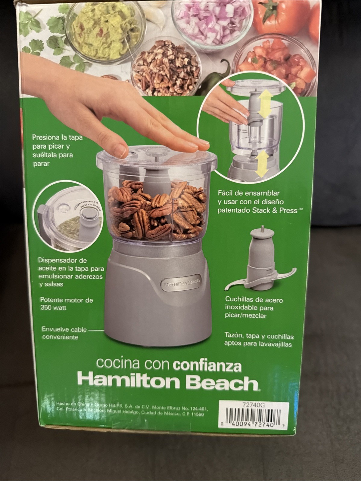 Hamilton Beach 3-Cup Stack & Press Food Chopper – Gray