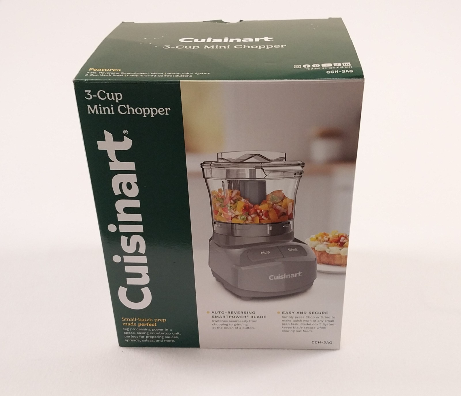 Cuisinart 3-Cup Mini Chopper Food Processor Prep New In Box Gray CCH-3AG