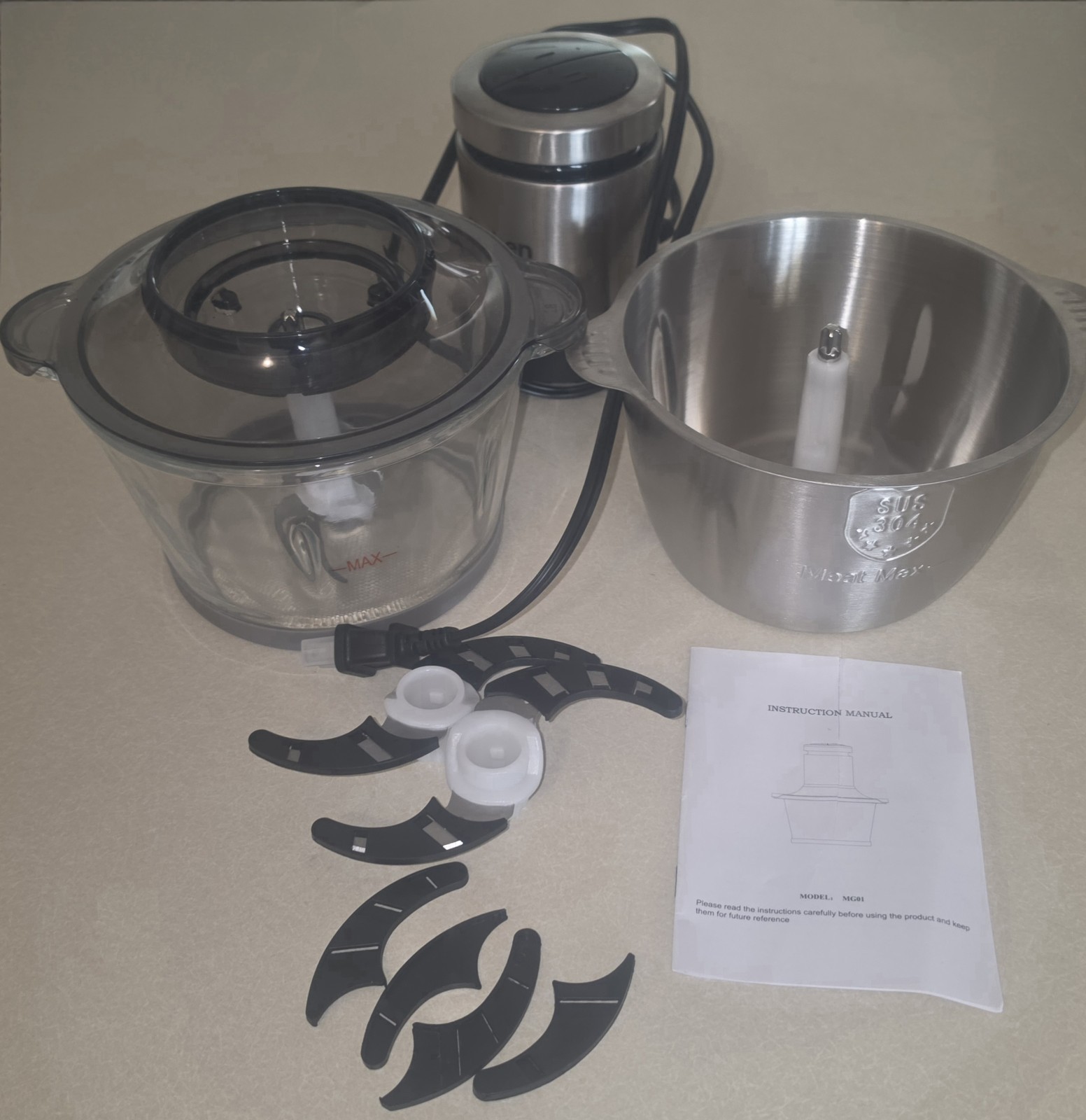 Kitchen In The Box Food Processor 400W Powerful Meat Grinder & Food Chopper MG01