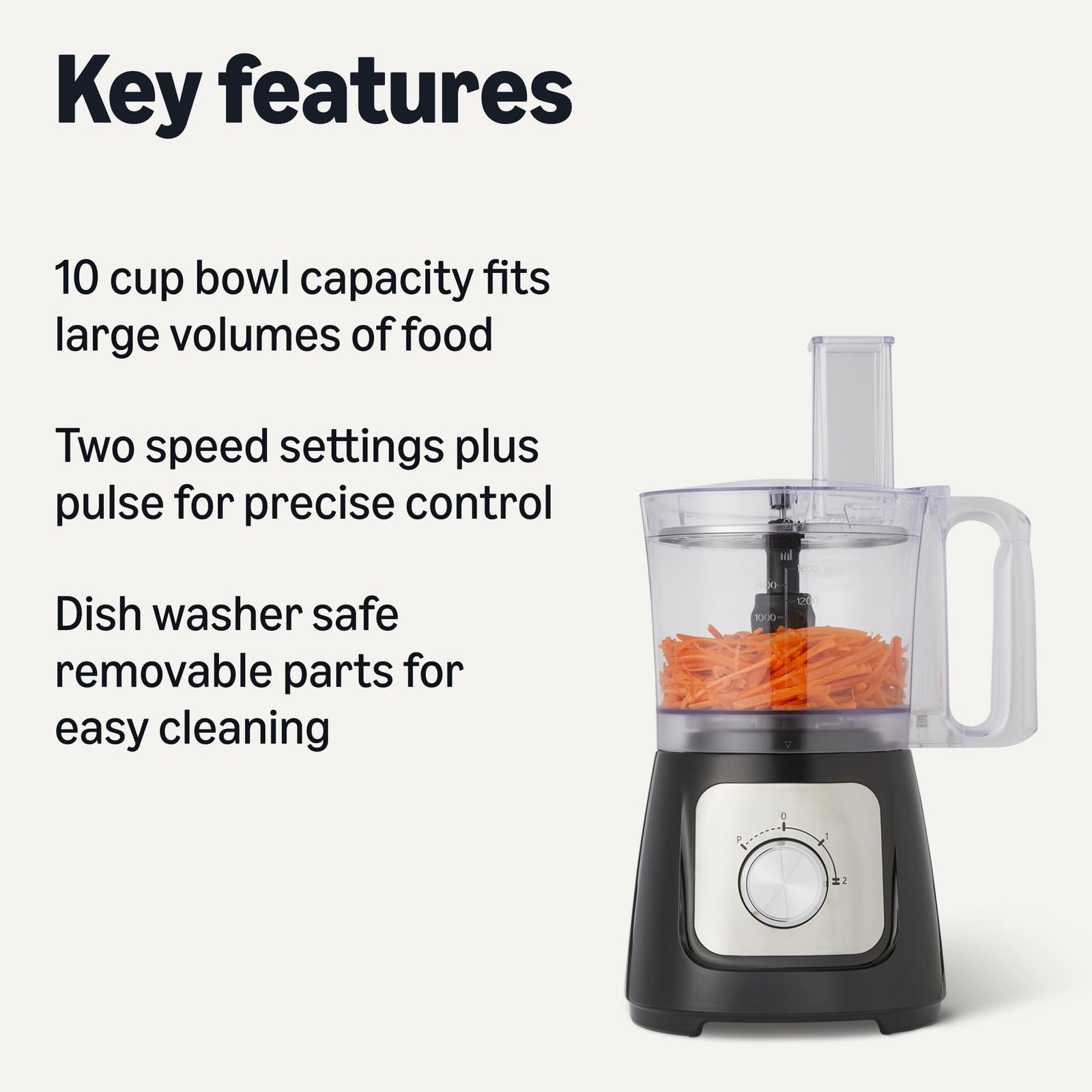 Retailer Basics Food Processor And Vegetable Chopper 10 Cup Bowl 2-Speed 500 Wat