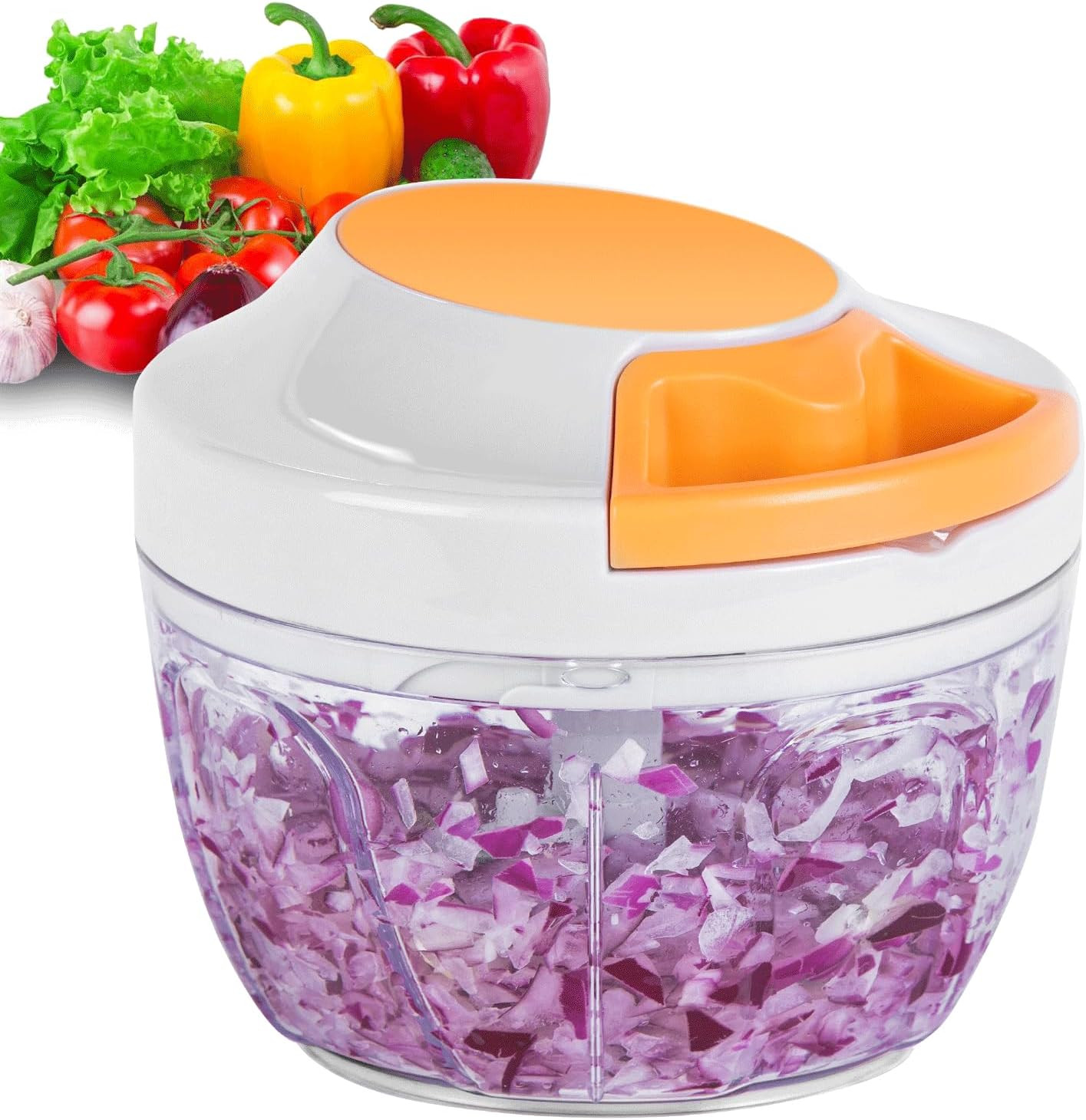 Manual Food Processor & Vegetable Chopper, Hand Pull String Garlic Mincer Onion