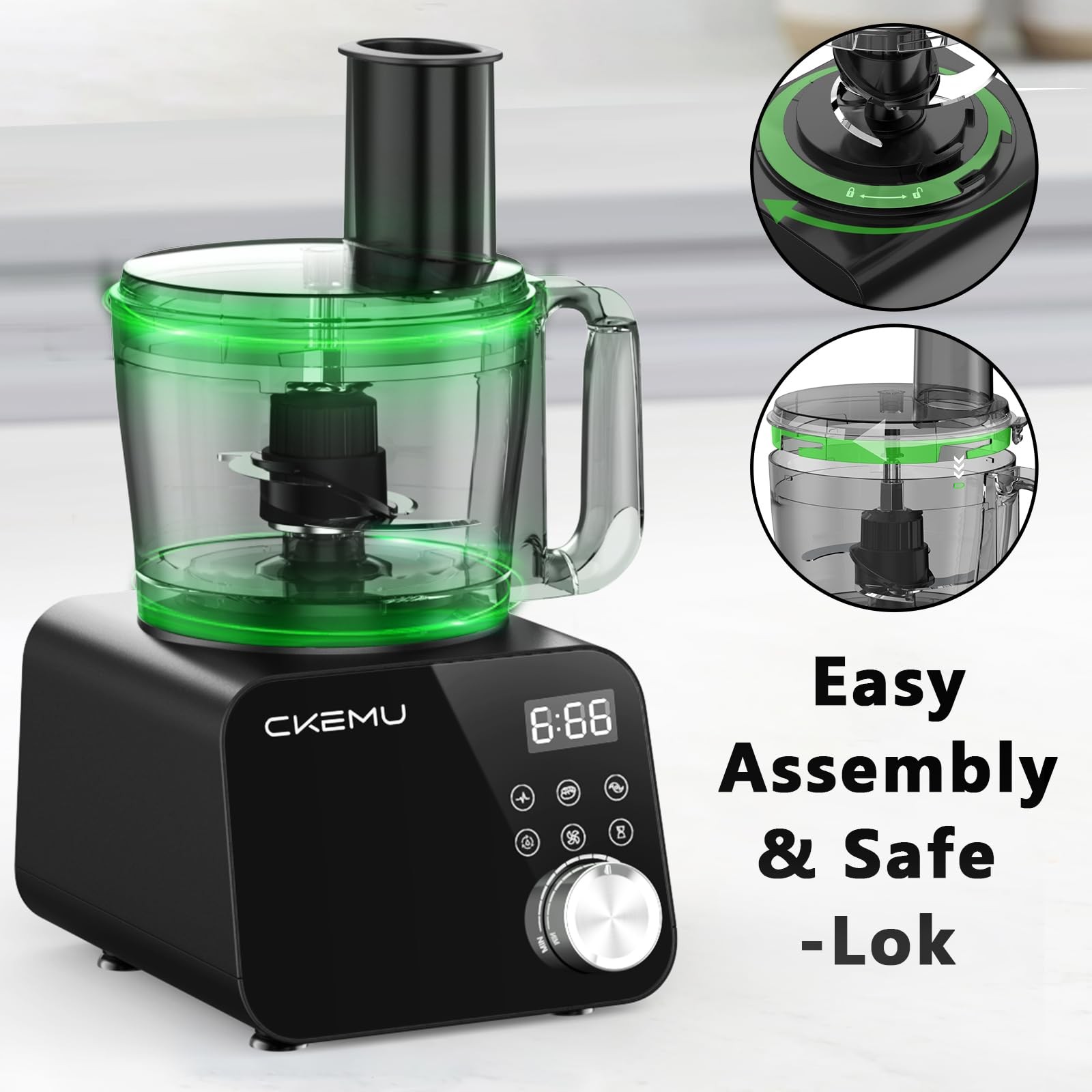 Ckemu Smart Food Processor And Vegetable Chopper 6 Automatic Functions Bpa