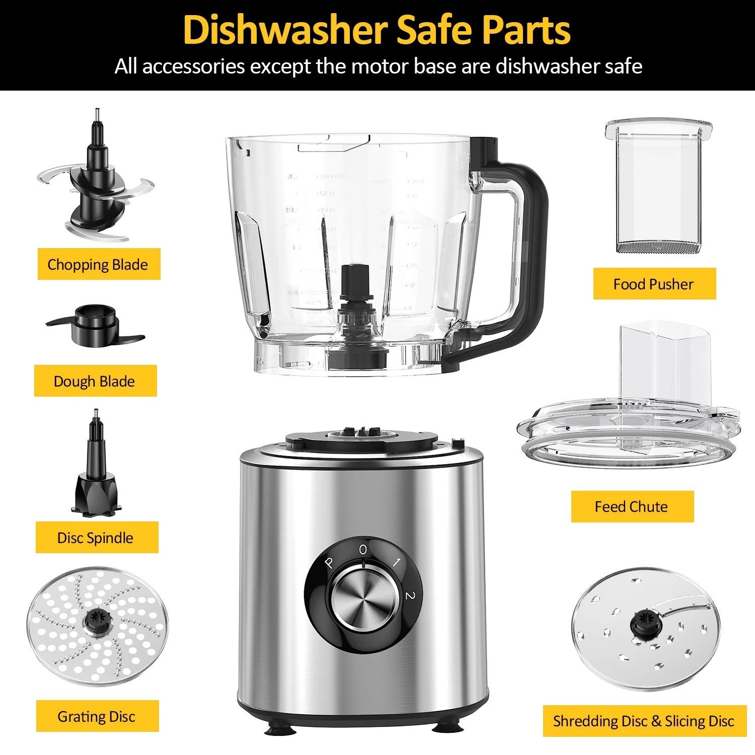 6-in-1 Food Processor, 10 Cup 1000W Electric Vegetable Chopper, Multifunc