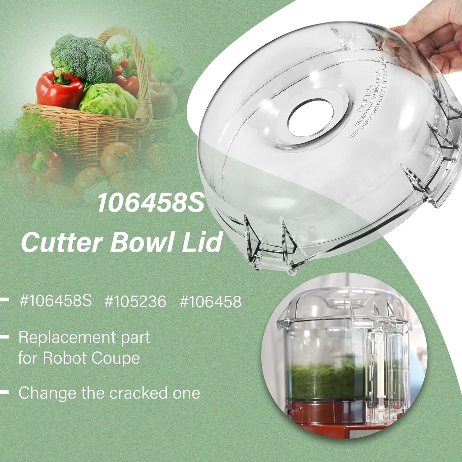 106458S Cutter Bowl Lid Replacament for Robot Coupe R100B R100BCLR R101B R2 R2B