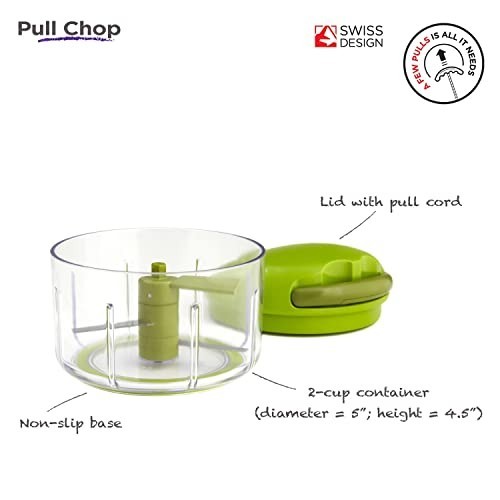 Manual Food Processor Pull Chop 2 Cup Cord Mechanism Vegetable Chopper Dice