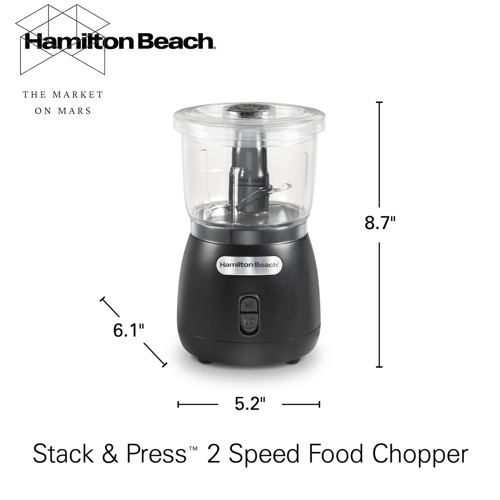 Stack & Press 2 Speed Food Chopper & Mini Food Processor, 3-Cup, Black ✅ 👈