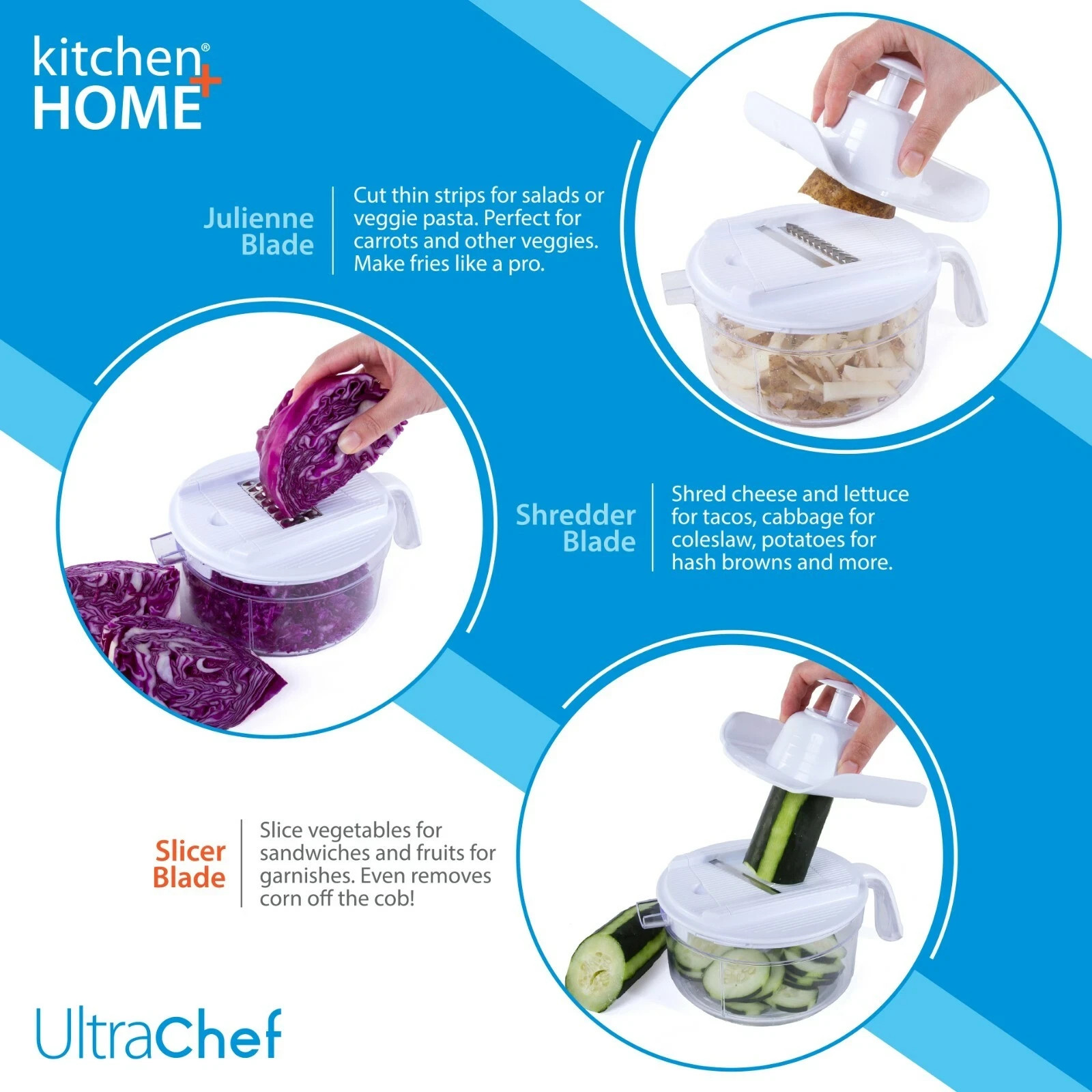 Ultra Chef Express Salsa Maker, Food Processor, Chopper, Mixer, Blender, Slicer