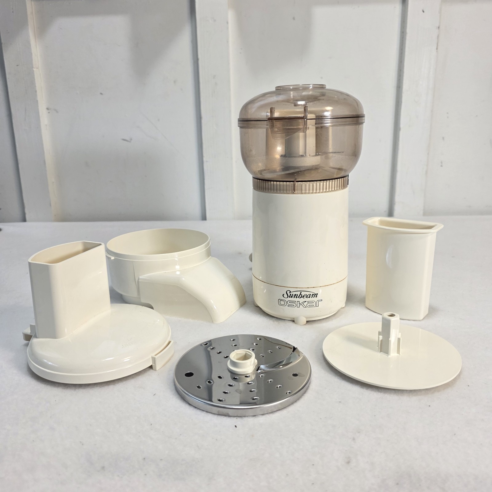 VTG Sunbeam Oskar Model 14081 Food Processor Made In France Attachments Kitchen