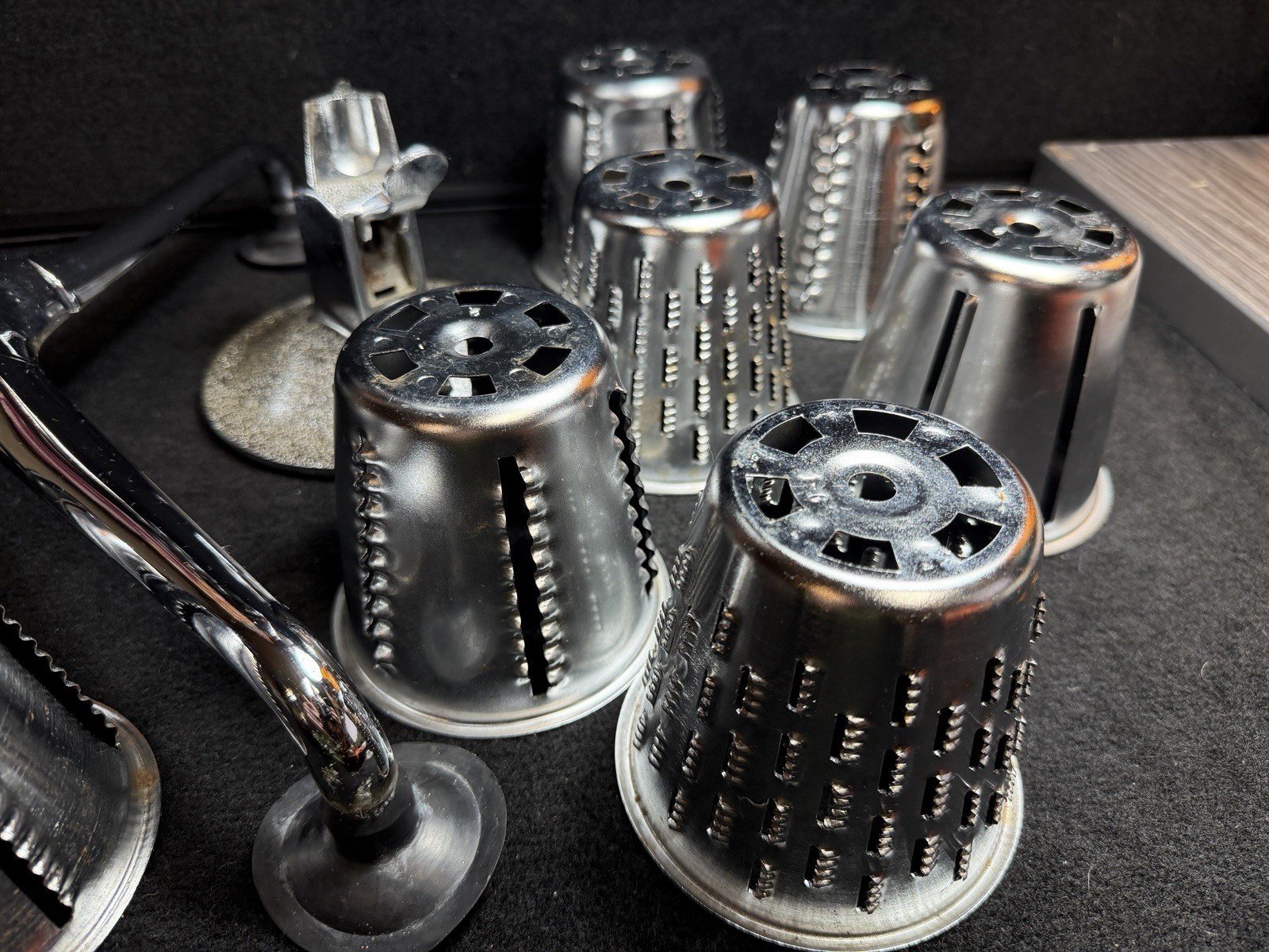Vintage Saladmaster Manual Food Cutter Processor Grater 8 Cutting Cones 2 Base