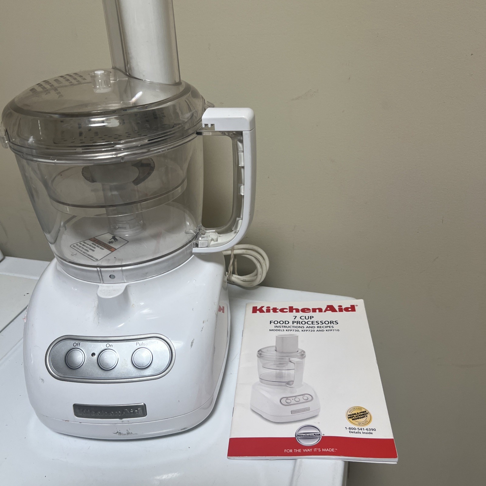 KitchenAid KFP740 WH1 Food Processor 9-Cup w/ Bowl, Blades, Manual FAST SHIPPING