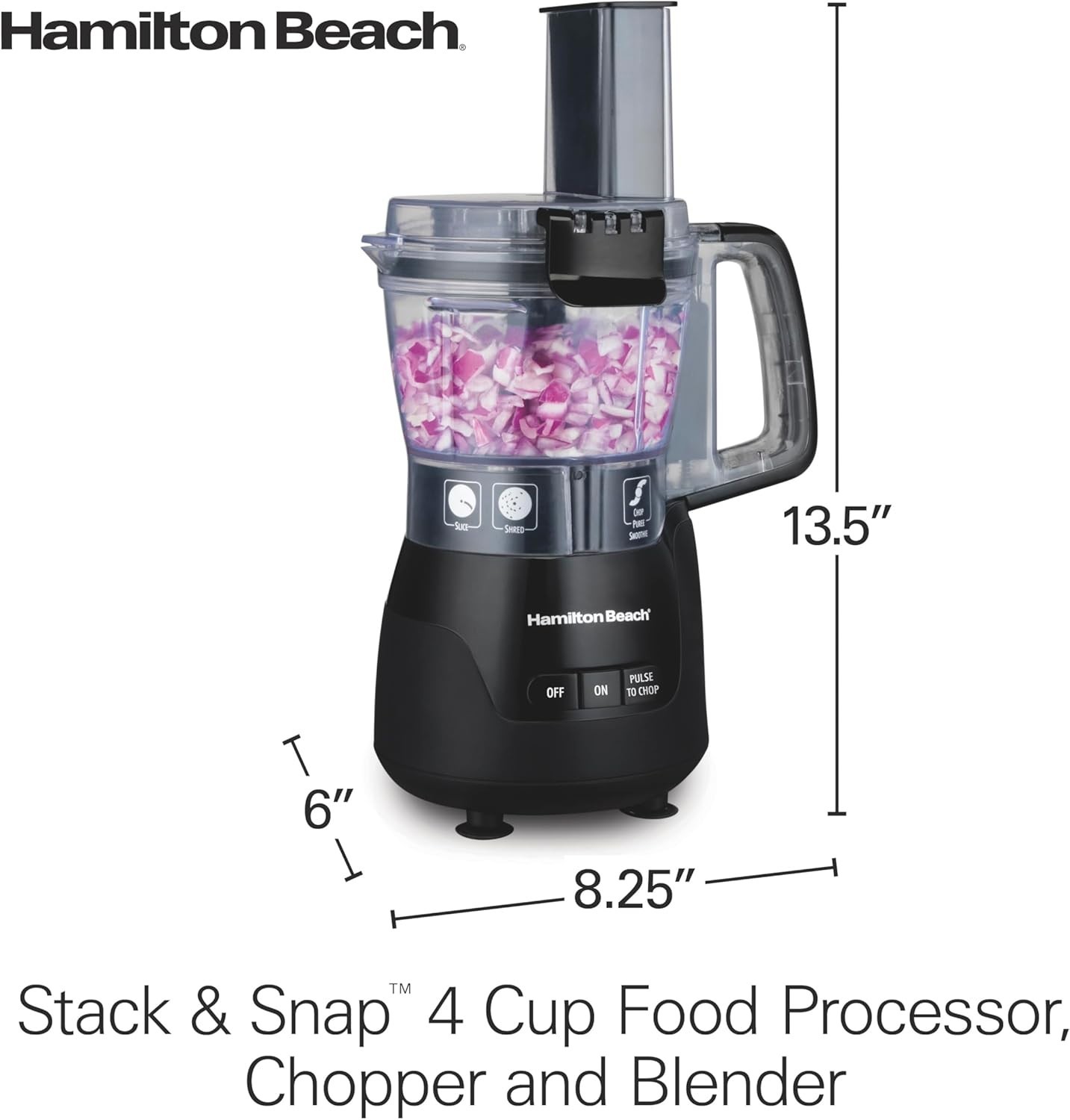 4 Cup Mini Food Processor 250W Vegetable Chopper Black Stainless Blade