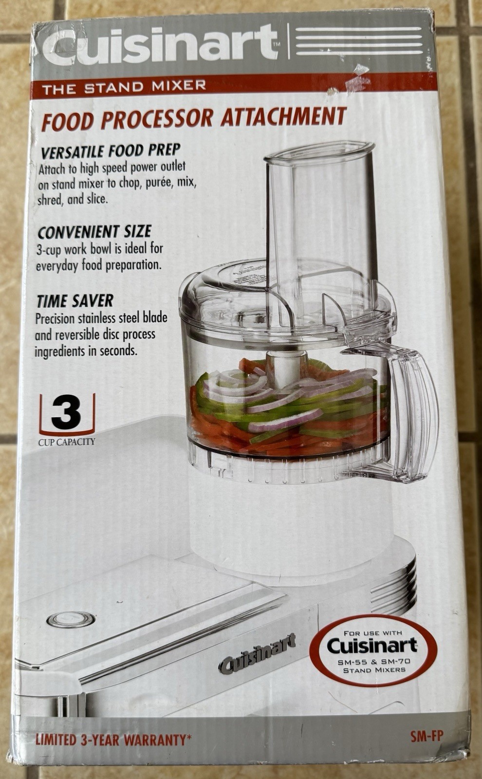 NEW! Cuisinart Mixer Food Processor Attachment Accessory 3 Cup SM-FP SM55 SM70