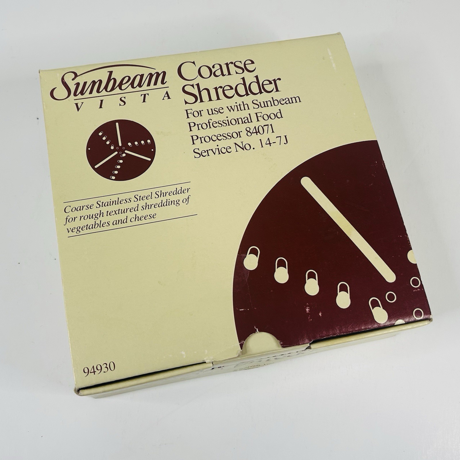 Sunbeam Vista Coarse Shredder Blade 94930 Food Processor Vintage 1983 In Box