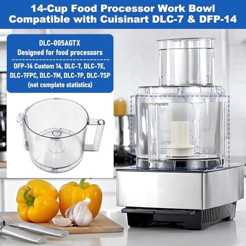 14-Cup Food Processor Bowl Compatible with DFP-14 Series, 4 Locking Clips