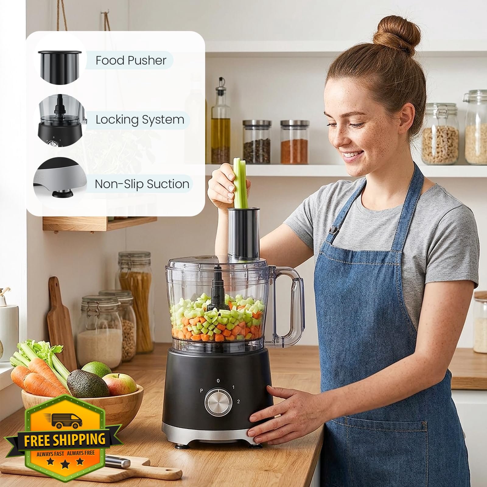 OLIXIS Food Processor 10.5 CUP Black 600W