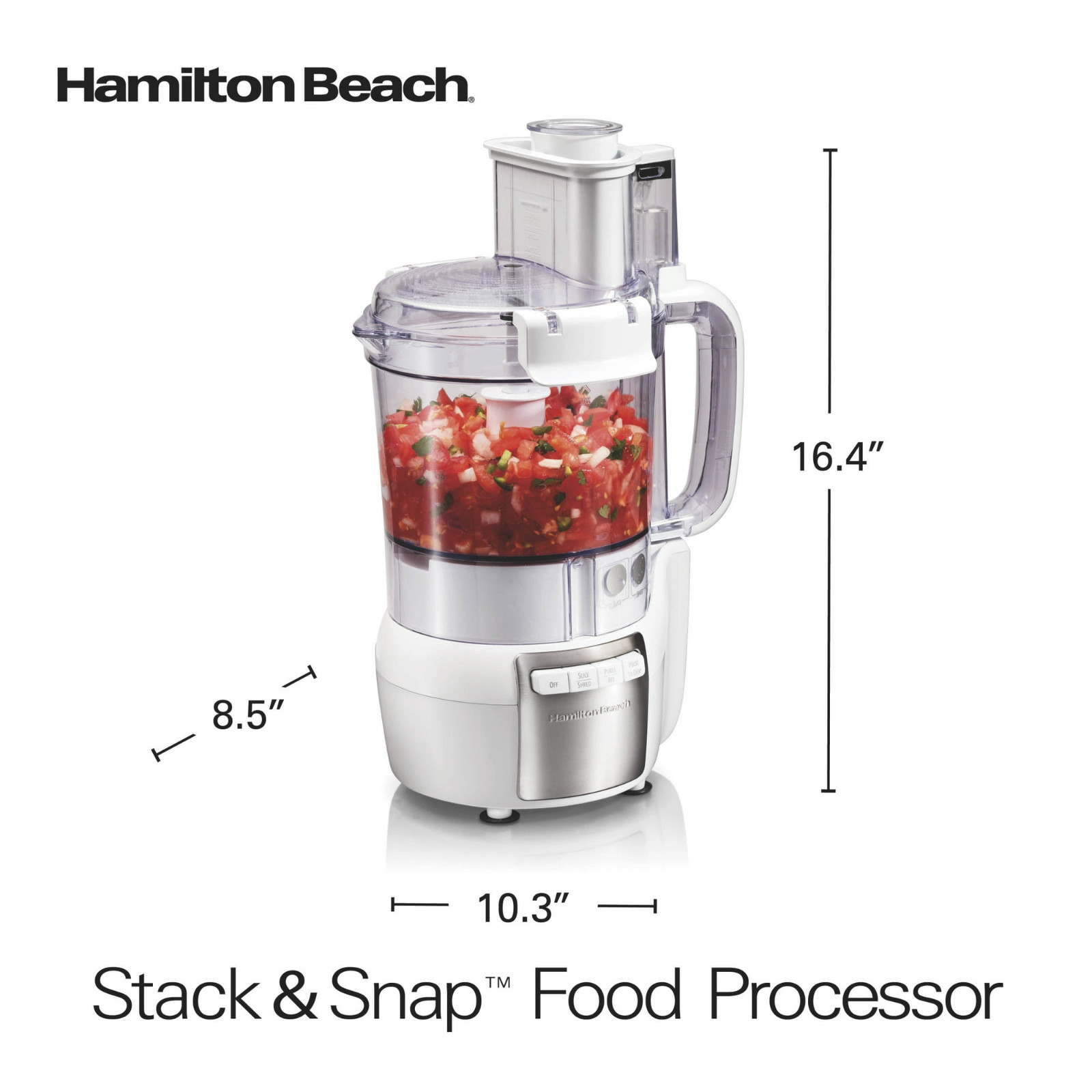Hamilton Beach 12 Cup Food Processor and Chopper with Stack & Snap Design, White