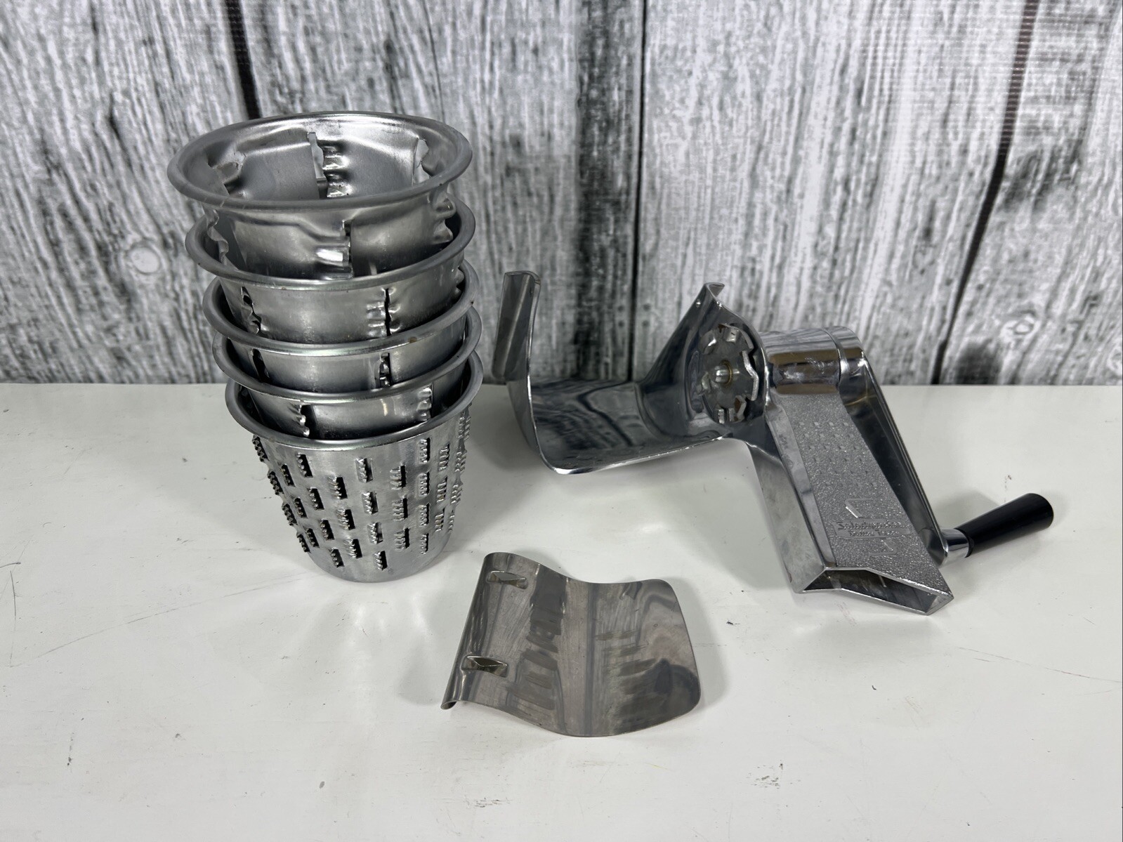 Saladmaster Food Processor Hand Crank Shredder Chopper Slicer 5 Cones NO STAND