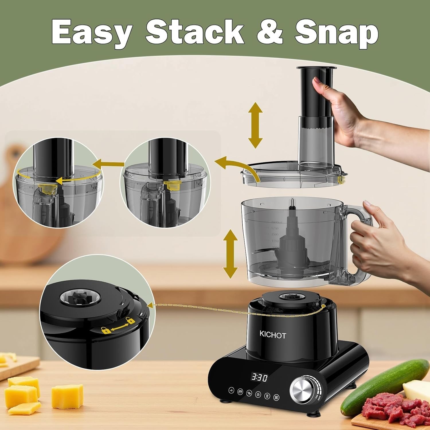 Elegant 12-Cup Food Processor & Vegetable Chopper – 600W Power & Speed Control