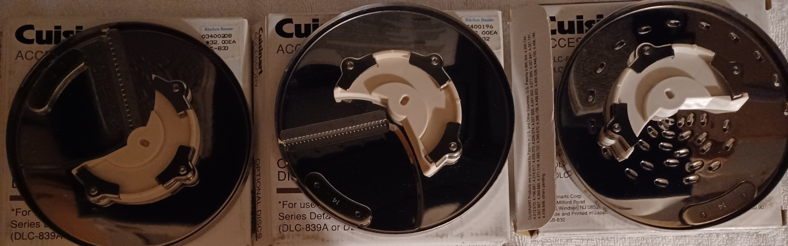 3 CUISINART DLC832, DLC833 & DLC834 Discs for DLC-8 & DLC-10 Series – See Desc.