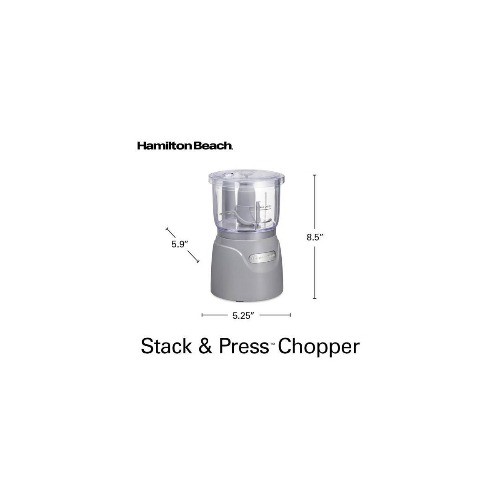 Hamilton Beach 3-Cup Stack & Press Food Chopper Gray 72740: Dishwasher-Safe