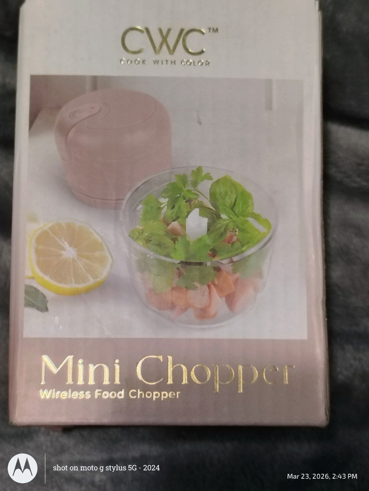 CWC Cook With Color Mini Chopper Wireless Food Processor 8oz USB-C Pink NEW