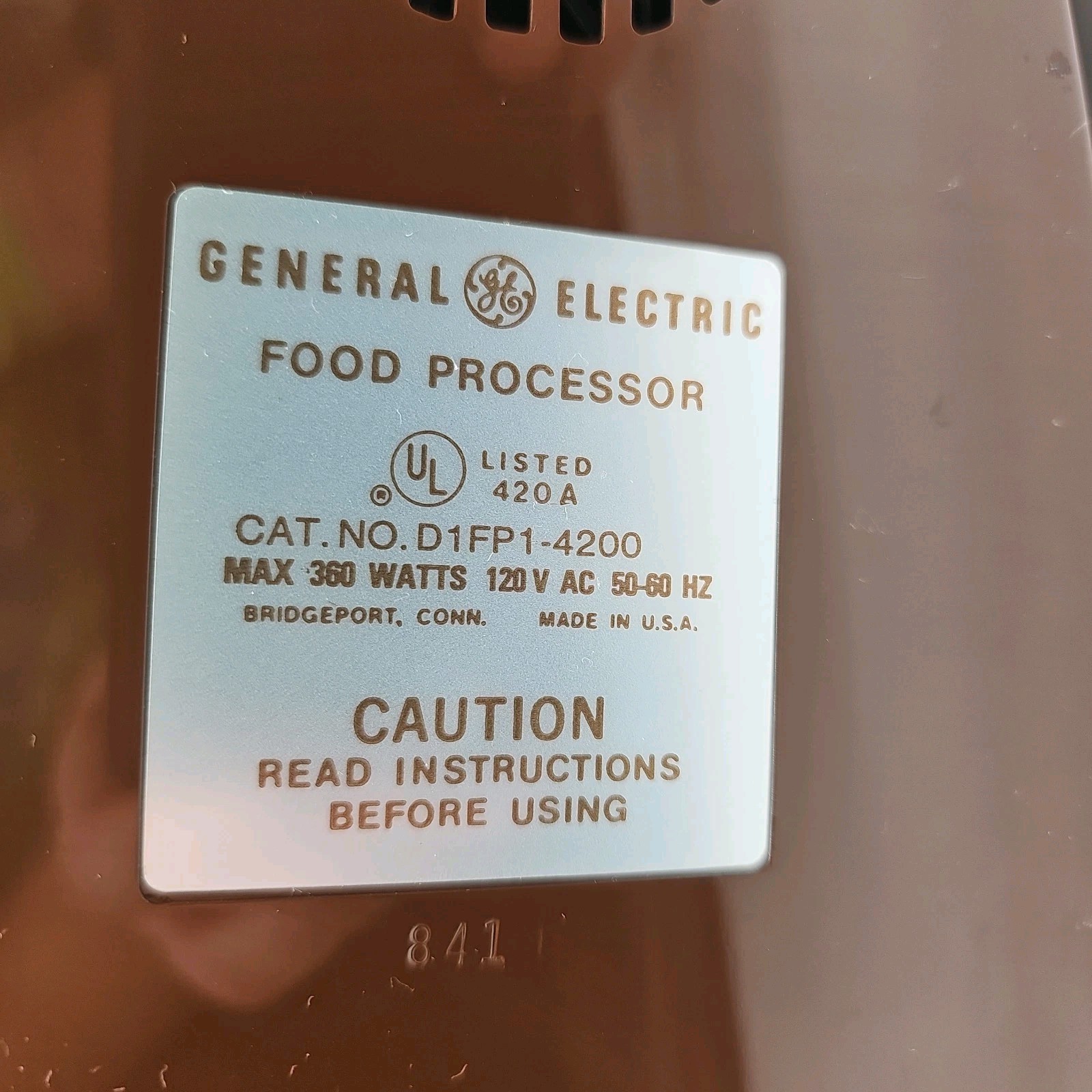 General Electric Food Processor D1FP1-4200 Pulse Vintage GE Tested Works Retro