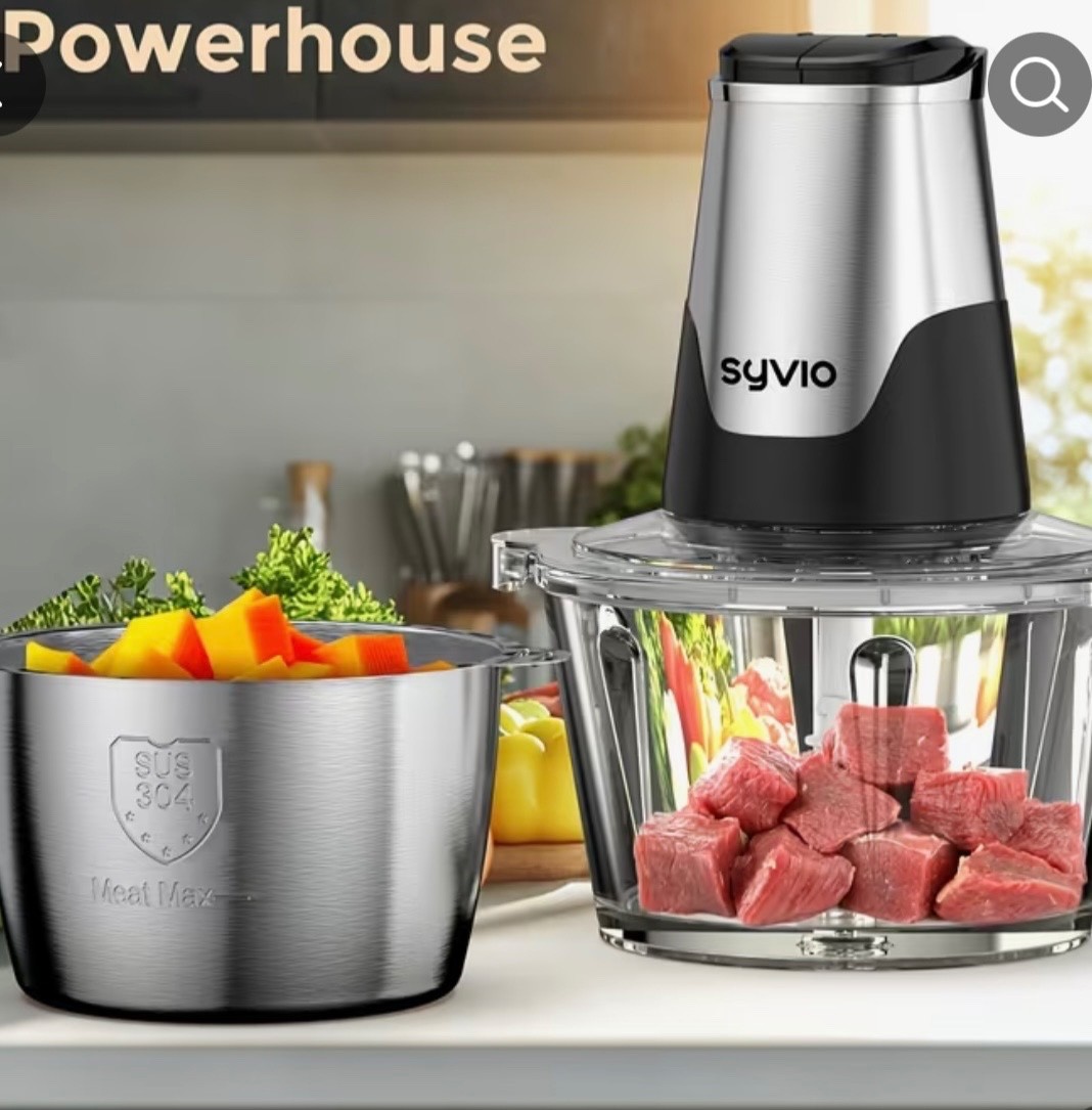 [Christmas Gifts] Syvio Food Processors with 2 Bowls, Meat Grinder 4 Bi-Level Bl