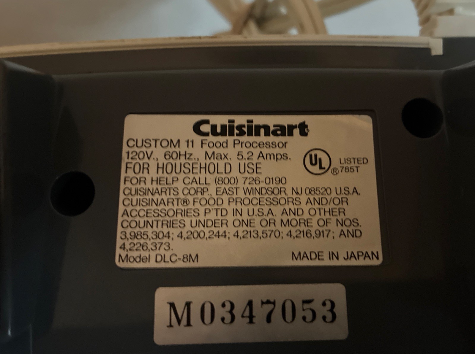 Cuisinart Custom 11-Cup Food Processor DLC-8M Made In Japan