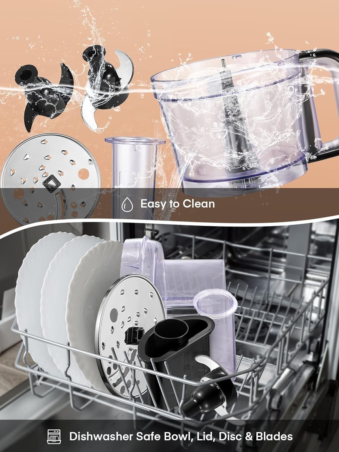 Efficient 12-Cup Electric Food Processor with 2 Speeds & Dishwasher Safe Design