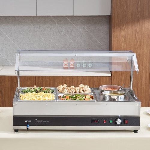 Electric Soup Warmer, Two 6.34QT Pots & Four 1/2 Pans, Stainless Steel Commerci