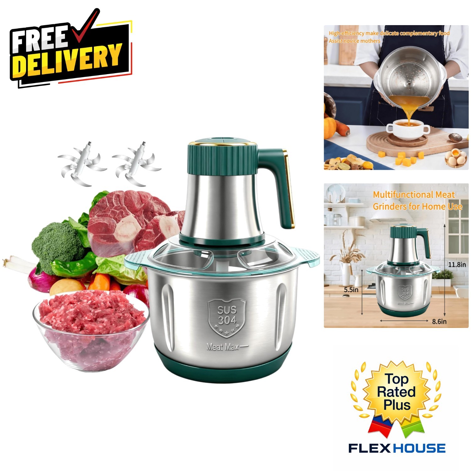 Compact 500W Food Processor with 5-Speed Settings – Ideal for Every Kitchen