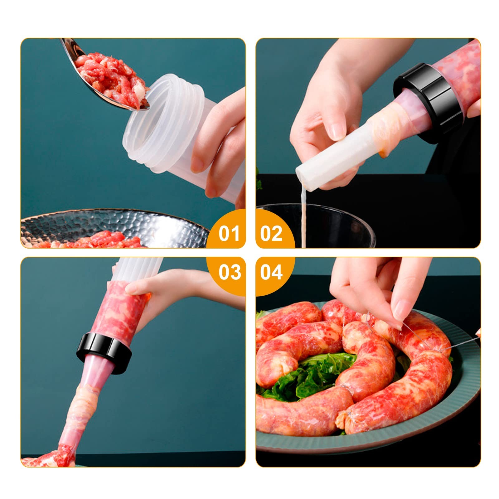 Hoypeyfiy Homemade Sausage Maker Kitchen Stuffer push type, White