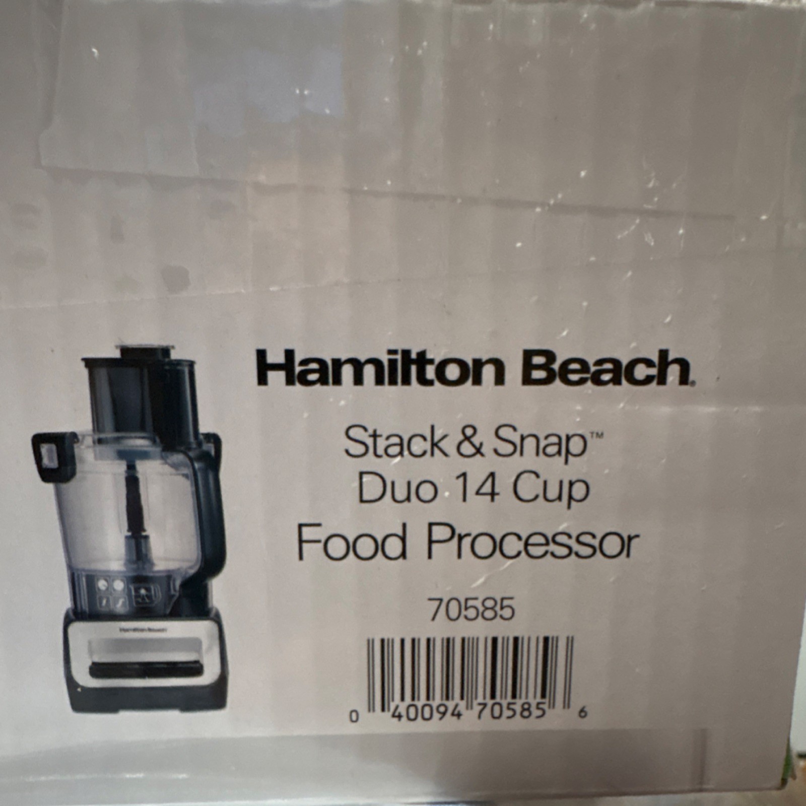 Hamilton Beach Stack & Snap Duo 14 Cup Food Processor 70585, 500W, Black/Silver
