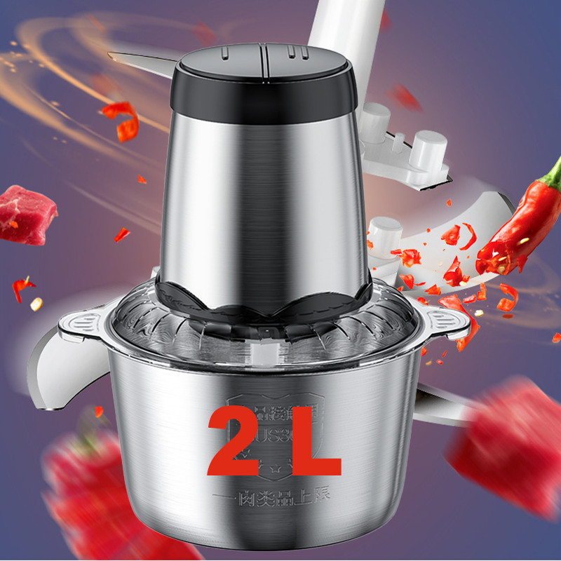 2L Electric Food Chopper Electric Stainless Steel Processor Meat Grinder Mixer