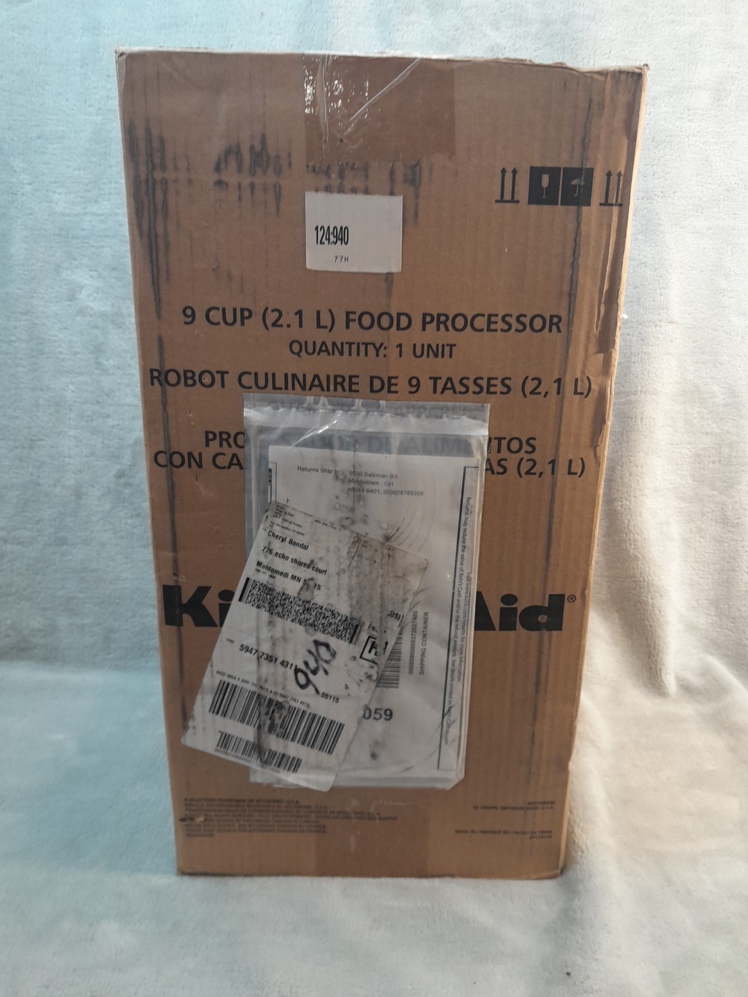 KitchenAid KFP0922CU Contour Silver 9-cup Food Processor -New In Factory Box