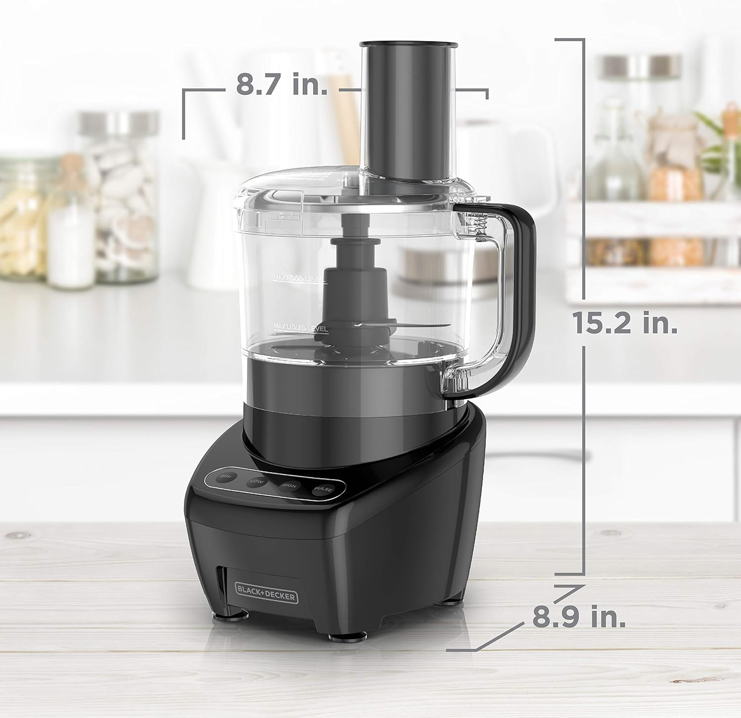 3-in-1 Easy Assembly 8-Cup Food Processor, Stainless Steel S-Blade, Easy-Clean